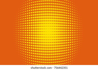 Abstract futuristic halftone pattern. Comic background. Dotted backdrop with circles, dots, point large scale. Design element for web banners, posters, cards, wallpapers, sites.Yellow, orange color