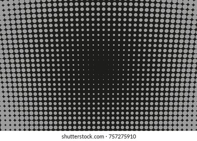 Abstract futuristic halftone pattern. Comic background. Dotted backdrop with circles, dots, point large scale. Design element for web banners, posters, cards, wallpapers, sites. Black, gray color