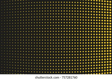 Abstract futuristic halftone pattern. Comic background. Dotted backdrop with circles, dots, point large scale. Design element for web banners, posters, cards, wallpapers, sites. Black, yellow color