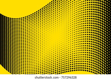 Abstract futuristic halftone pattern. Comic background. Dotted backdrop with circles, dots, point large scale. Design element for web banners, posters, cards, wallpapers, sites. Black, yellow color