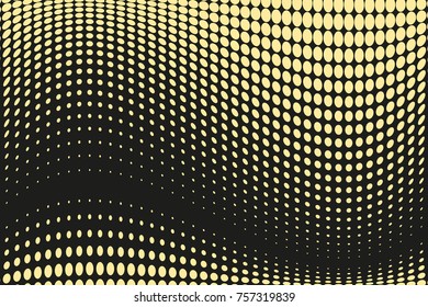 Abstract futuristic halftone pattern. Comic background. Dotted backdrop with circles, dots, point large scale. Design element for web banners, posters, cards, wallpapers, sites. Black, yellow color