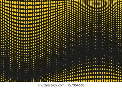 Abstract futuristic halftone pattern. Comic background. Dotted backdrop with circles, dots, point large scale. Design element for web banners, posters, cards, wallpapers, sites. Black, yellow color
