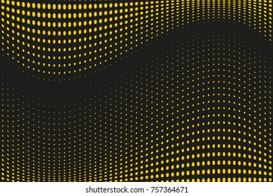 Abstract futuristic halftone pattern. Comic background. Dotted backdrop with circles, dots, point large scale. Design element for web banners, posters, cards, wallpapers, sites. Black, yellow color
