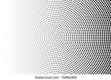 Abstract futuristic halftone pattern. Comic background. Dotted backdrop with circles, dots, point large scale. Design element for web banners, posters, cards, wallpapers, sites. Black and white color