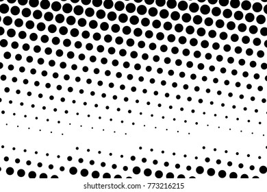 Abstract futuristic halftone pattern. Comic background. Dotted backdrop with circles, dots, point large scale. Design element for web banners, posters, cards, wallpapers, sites. Black and white color