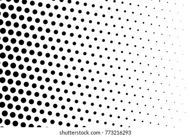 Abstract futuristic halftone pattern. Comic background. Dotted backdrop with circles, dots, point large scale. Design element for web banners, posters, cards, wallpapers, sites. Black and white color