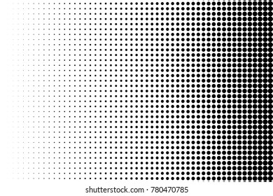 Abstract futuristic halftone pattern. Comic background. Dotted backdrop with circles, dots, point large scale. Design element for web banners, posters, cards, wallpapers, sites. Black and white color 