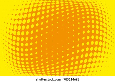 Abstract futuristic halftone pattern. Comic background. Dotted backdrop with circles, dots, point large scale. Design element for web banners, posters, cards, wallpapers, sites. Yellow, orange color