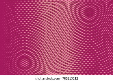 Abstract futuristic halftone pattern. Comic background. Dotted backdrop with circles, dots, point large scale. Design element for web banners, posters, cards, wallpapers, sites. Pink color