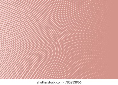Abstract futuristic halftone pattern. Comic background. Dotted backdrop with wavy circles, dots, point large scale. Design element for web banners, posters, cards, wallpapers, sites. Pink, beige color