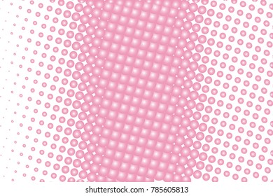 Abstract futuristic halftone pattern. Comic background. Dotted backdrop with circles, dots, point large scale. Design element for web banners, posters, cards, wallpapers, sites. Pink and white color