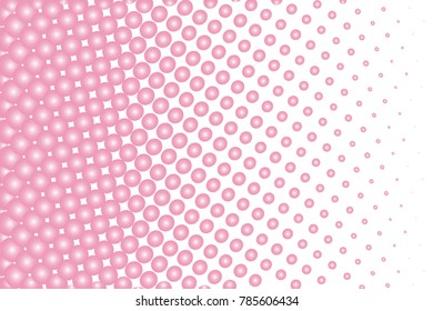 Abstract futuristic halftone pattern. Comic background. Dotted backdrop with circles, dots, point large scale. Design element for web banners, posters, cards, wallpapers, sites. Pink and white color