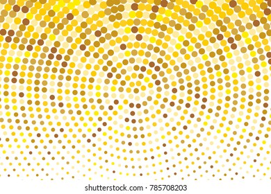 Abstract futuristic halftone pattern. Comic background. Dotted backdrop with circles, dots, point large scale. Design element for web banners, posters, cards, wallpapers, sites. Gold, yellow color