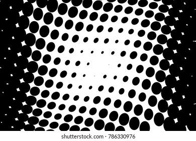 Abstract futuristic halftone pattern. Comic background. Dotted backdrop with circles, dots, point large scale. Design element for web banners, posters, cards, wallpapers, sites. Black and white color