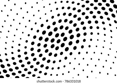 Abstract futuristic halftone pattern. Comic background. Dotted backdrop with circles, dots, point large scale. Design element for web banners, posters, cards, wallpapers, sites. Black and white color