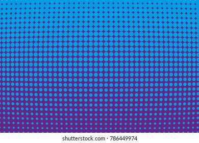  Abstract futuristic halftone pattern. Comic background. Dotted backdrop with circles, dots, point large scale. Design element for web banners, posters, cards, wallpapers, sites. Blue, purple color