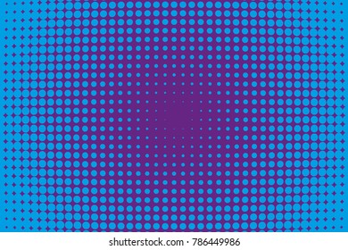  Abstract futuristic halftone pattern. Comic background. Dotted backdrop with circles, dots, point large scale. Design element for web banners, posters, cards, wallpapers, sites. Blue, purple color