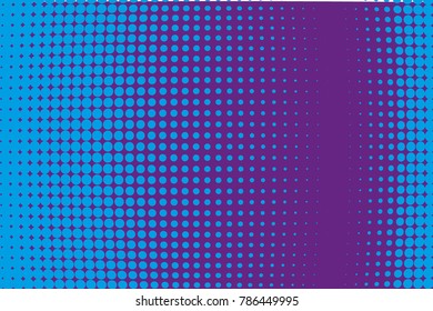  Abstract futuristic halftone pattern. Comic background. Dotted backdrop with circles, dots, point large scale. Design element for web banners, posters, cards, wallpapers, sites. Blue, purple color