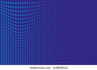 Abstract futuristic halftone pattern. Dotted lines backdrop with circles, dots, point large scale. Design element for web banners, posters, cards, wallpapers, sites. Blue color