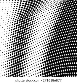 Abstract futuristic halftone waves creating optical grunge background.