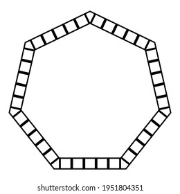 Abstract futuristic heptagon maze, pattern template for children's games, squares template for your design. Black contour isolated on white background. Vector