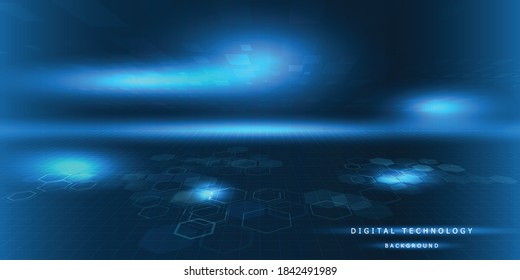 Abstract futuristic with hexagon network circuit grid line for digital background banner and wallpaper.Vector illustration.