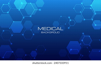 abstract futuristic hexagon science technology on blue background. vector illustration hexagon line and dot design wallpaper.