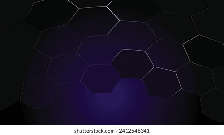 abstract futuristic hexagons on a dark blue background for network connection, computer, and communication technology. vector illustration