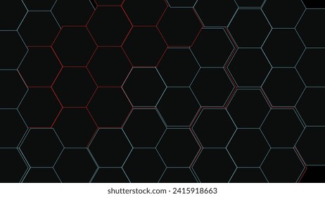 abstract futuristic hexagons on a dark blue background for network connection, computer, and communication technology. vector illustration.