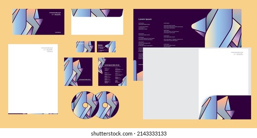 Abstract Futuristic Holographic Triangle Modern Corporate Business Identity Stationery