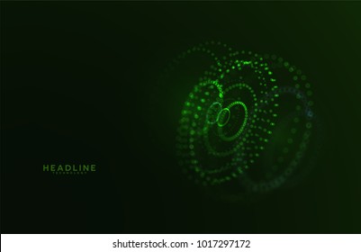 Abstract futuristic HUD 3D object. Hi tech hologram interface consist of fractal glowing particles. Nanotechnology  radar software display. Vector science and technology illustration . 
