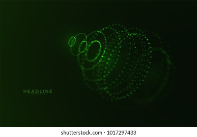 Abstract futuristic HUD 3D object. Hi tech hologram interface consist of fractal glowing particles. Nanotechnology  radar software display. Vector science and technology illustration . 
