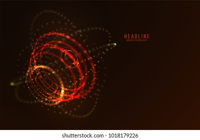 Abstract futuristic HUD 3D object. Hi tech hologram interface consist of fractal glowing particles. Nanotechnology  radar software display. Vector science and technology illustration . 
