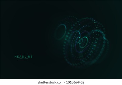 Abstract futuristic HUD 3D object. Hi tech hologram interface consist of fractal glowing particles. Nanotechnology  radar software display. Vector science and technology illustration . 