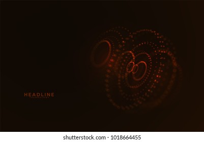 Abstract futuristic HUD 3D object. Hi tech hologram interface consist of fractal glowing particles. Nanotechnology  radar software display. Vector science and technology illustration . 