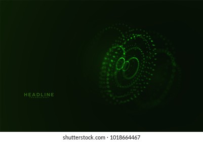 Abstract futuristic HUD 3D object. Hi tech hologram interface consist of fractal glowing particles. Nanotechnology  radar software display. Vector science and technology illustration . 
