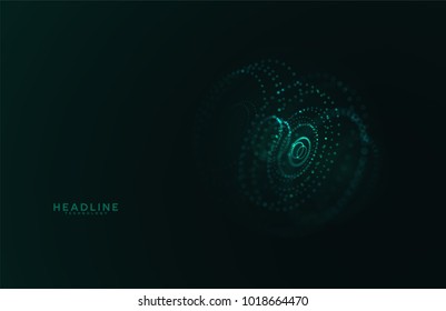 Abstract futuristic HUD 3D object. Hi tech hologram interface consist of fractal glowing particles. Nanotechnology  radar software display. Vector science and technology illustration . 