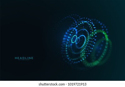 Abstract futuristic HUD 3D object. Hi tech hologram interface consist of fractal glowing particles. Nanotechnology  radar software display. Vector science and technology illustration . 
