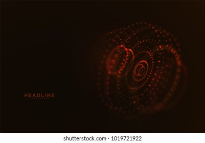 Abstract futuristic HUD 3D object. Hi tech hologram interface consist of fractal glowing particles. Nanotechnology  radar software display. Vector science and technology illustration . 