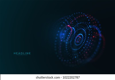 Abstract Futuristic HUD 3D Object. Hi Tech Hologram Interface Consist Of Fractal Glowing Particles. Nanotechnology  Radar Software Display. Vector Science And Technology Illustration . 
