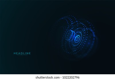 Abstract futuristic HUD 3D object. Hi tech hologram interface consist of fractal glowing particles. Nanotechnology  radar software display. Vector science and technology illustration . 

