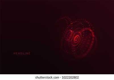 Abstract futuristic HUD 3D object. Hi tech hologram interface consist of fractal glowing particles. Nanotechnology  radar software display. Vector science and technology illustration . 
