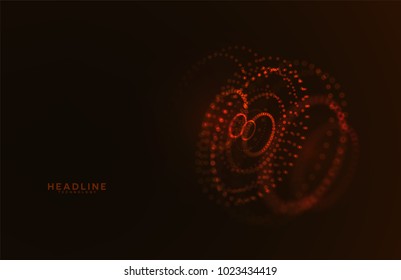 Abstract futuristic HUD 3D object. Hi tech hologram interface consist of fractal glowing particles. Nanotechnology  radar software display. Vector science and technology illustration . 
