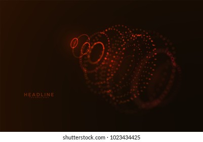Abstract futuristic HUD 3D object. Hi tech hologram interface consist of fractal glowing particles. Nanotechnology  radar software display. Vector science and technology illustration . 