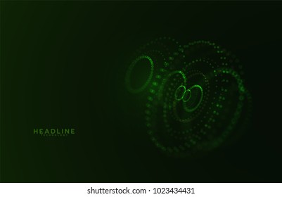 Abstract futuristic HUD 3D object. Hi tech hologram interface consist of fractal glowing particles. Nanotechnology  radar software display. Vector science and technology illustration . 