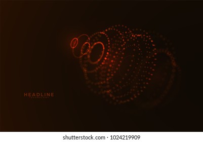 Abstract futuristic HUD 3D object. Hi tech hologram interface consist of fractal glowing particles. Nanotechnology  radar software display. Vector science and technology illustration . 

