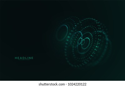 Abstract futuristic HUD 3D object. Hi tech hologram interface consist of fractal glowing particles. Nanotechnology  radar software display. Vector science and technology illustration . 

