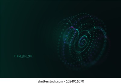 Abstract futuristic HUD 3D object. Hi tech hologram interface consist of fractal glowing particles. Nanotechnology  radar software display. Vector science and technology illustration . 
