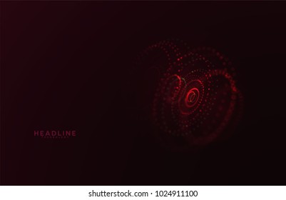 Abstract futuristic HUD 3D object. Hi tech hologram interface consist of fractal glowing particles. Nanotechnology  radar software display. Vector science and technology illustration . 
