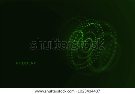 Abstract futuristic HUD 3D object. Hi tech hologram interface consist of fractal glowing particles. Nanotechnology  radar software display. Vector science and technology illustration . 